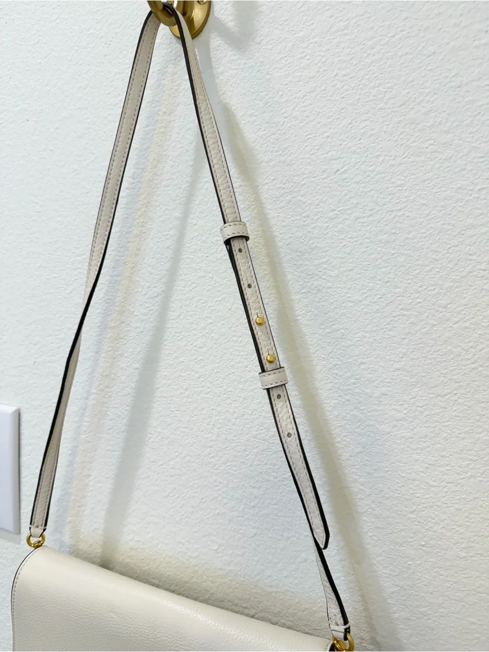Tory Burch White Leather Crossbody with Gold Emblem